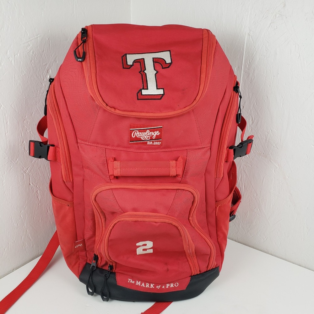 Rawlings Franchise 2 Players Red Baseball Backpack Equipment Bag T Logo